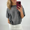 Imcute Women's Casual Sweaters Short Sleeve O Neck Knit Crop Tops Y2k Girls Pullover Shirts Knitwear Vintage Streetwear
