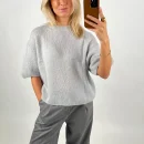 Imcute Women's Casual Sweaters Short Sleeve O Neck Knit Crop Tops Y2k Girls Pullover Shirts Knitwear Vintage Streetwear