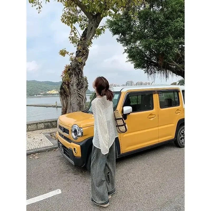 PTKPCC Female Personality Loose Casual Solid Pullovers Women Breathable Hollow Out Lazy Style Japanese Version Sweater Summer - Image 4