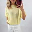 Imcute Women's Casual Sweaters Short Sleeve O Neck Knit Crop Tops Y2k Girls Pullover Shirts Knitwear Vintage Streetwear