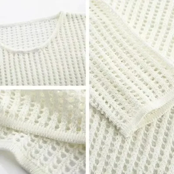 PTKPCC Female Personality Loose Casual Solid Pullovers Women Breathable Hollow Out Lazy Style Japanese Version Sweater Summer - Image 6