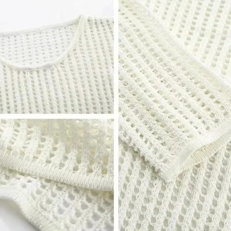 PTKPCC Female Personality Loose Casual Solid Pullovers Women Breathable Hollow Out Lazy Style Japanese Version Sweater Summer - Image 6