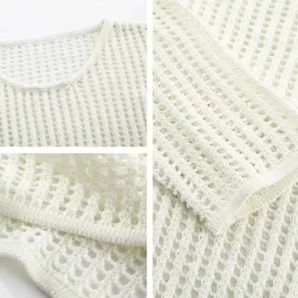 New Female Personality Loose Casual Solid Pullovers Women Breathable Hollow Out Lazy Style Japanese Version Sweater Summer - Image 6