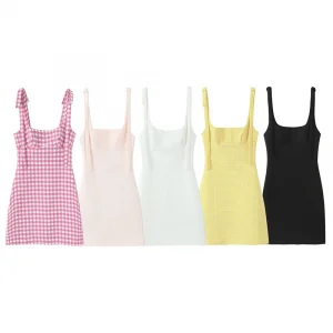 Willshela Women Fashion Solid Lace Up Backless Zipper Mini Dress Vintage Straps Square Collar Female Chic Lady Dresses